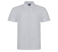 Plain Simple Pro Polo Shirt Short Sleeve Casual Ribbed Collar Workwear Uniform Golf Players Top Casual Festive Xmas Birthday Gift 220gsm Polo Top (Heather Grey, M)