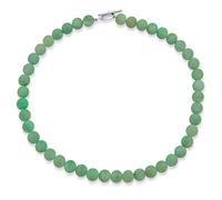 Plain Simple Smooth Western Jewelry Classic Matte Moss Green Aventurine Round 10MM Bead Strand Choker Necklace For Women Teen Silver Plated Toggle Clasp 15 Inch