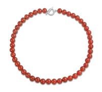 Plain Simple Smooth Western Jewelry Classic Red Carnelian Round 10MM Bead Strand Necklace For Women Teen Silver Plated Clasp 19 Inch