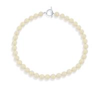 Plain Simple Smooth Western Jewelry Classic Sand Light Bead Jasper Round 10MM Bead Strand Choker Necklace For Women Teen Silver Plated Toggle Clasp 15 Inch