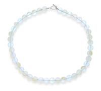 Plain Simple Western Jewelry Changing Transcalent Created Moonstone Round 10MM Bead Strand Collarbone Necklace For Women Silver Plated Clasp 17 Inch