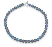 Plain Simple Western Jewelry Changing Transcalent Created Moonstone Round 10MM Bead Strand Collarbone Necklace For Women Silver Plated Clasp 17 Inch
