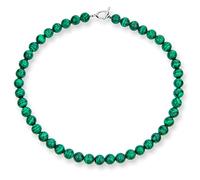 Plain Simple Western Jewelry Dark Forrest Green Imitation Malachite Round 10MM Bead Strand Necklace For Women Silver Plated Clasp 19 Inch