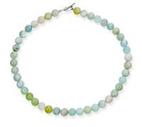 Plain Simple Western Jewelry Light Green Aqua Multi Shades Aquamarine Round 10MM Bead Strand Collarbone Necklace For Women Silver Plated Clasp 17 Inch