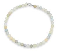 Plain Simple Western Jewelry Very Light Aqua Multi Shades Aquamarine Round 10MM Bead Strand Collarbone Necklace For Women Silver Plated Clasp 17 Inch