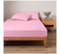 Plain Small Double Fitted Sheet,Solid Pink Anti Allergy Bedding Bed Sheets, Washable Polycotton 4ft Fitted Sheets