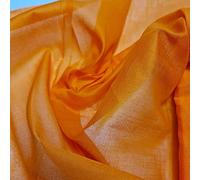 Plain/Solid Dyed 100% Cotton Muslin Fabric (Mulmul/Voile/Cheesecloth) | Soft & Lightweight Dress & Craft Material | 45" (112cm) Wide | Sold Per Meter (Pre-Cut Lengths) (Orange, 2 Meter)