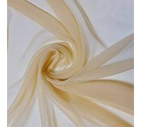 Plain/Solid Moss Crepe Chiffon Sheer Semi Transparent 100% Polyester Dress Craft Fabric Material 45" - 112 cm Wide Sold As 1 Meter Pre - Cut Lengths (Available in 28 Colours) (Beige Gold)