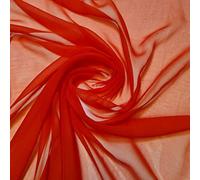 Plain/Solid Moss Crepe Chiffon Sheer Semi Transparent 100% Polyester Dress Craft Fabric Material 45" - 112 cm Wide Sold As 1 Meter Pre - Cut Lengths (Available in 28 Colours) (Red)