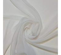 Plain/Solid Moss Crepe Chiffon Sheer Semi Transparent 100% Polyester Dress Craft Fabric Material 45" - 112 cm Wide Sold As 1 Meter Pre - Cut Lengths (White Ivory)