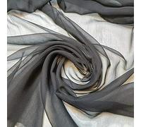 Plain/Solid Moss Crepe Chiffon Sheer Semi Transparent 100% Polyester Dress Craft Fabric Material 45" - 112 cm Wide Sold As 1 Meter Pre - Cut Lengths (Black)