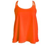 Plain Strappy Cami Vest Top Swing and Flowy Women's Sleeveless Loose Fit Camisole Tank Top Scoop Neck Neon Orange-16-18