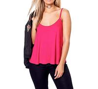 Plain Strappy Cami Vest Top Swing and Flowy Women's Sleeveless Loose Fit Camisole Tank Top Scoop Neck Hot Pink-16-18