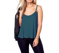 Plain Strappy Cami Vest Top Swing and Flowy Women's Sleeveless Loose Fit Camisole Tank Top Scoop Neck Teal-12-14