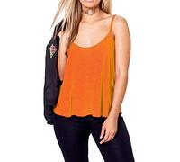 Plain Strappy Cami Vest Top Swing and Flowy Women's Sleeveless Loose Fit Camisole Tank Top Scoop Neck Orange-12-14