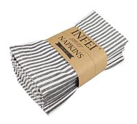 Plain Striped Cotton Linen Blended Dinner Cloth Napkins - Set of 12 (40 x 30 cm) - for Events & Home Use (Black)