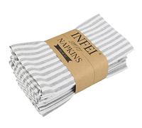 Plain Striped Cotton Linen Blended Dinner Cloth Napkins - Set of 12 (40 x 30 cm) - for Events & Home Use (Grey)
