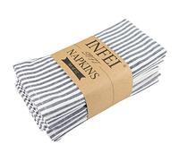 Plain Striped Cotton Linen Blended Dinner Cloth Napkins - Set of 12 (40 x 30 cm) - for Events & Home Use (Navy)