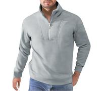 Plain Sweatshirt Men 1/4 Zip Sweatshirt Men Loose Fit Casual Sweatshirt Comfortable Smli Fit Streetwear Simple Regular-Fit Pullover Lightweight Hoodless Jumpers Quarter Zip Up Jumper Workwear