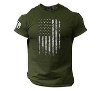 Plain T Shirt Summer Men's Us Flag Logo Casual Fitness Printed Short Sleeved T Shirt (Green, XXXXXXL)