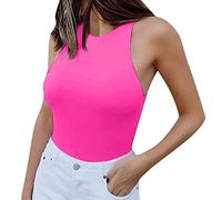 Plain Tank Top Slimming Thong Body Suits for Womens Clothing#1 Hot Pink