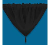 Plain Tasseled Voile Swags Net Curtains Voile Swag Valance Pelmet (Black)