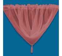 Plain Tasseled Voile Swags Net Curtains Voile Swag Valance Pelmet (Coral)