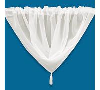 Plain Tasseled Voile Swags Net Curtains Voile Swag Valance Pelmet (Cream)