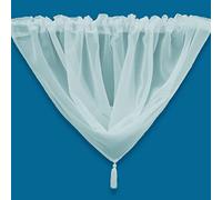 Plain Tasseled Voile Swags Net Curtains Voile Swag Valance Pelmet (Eau-de-Nil)