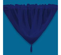 Plain Tasseled Voile Swags Net Curtains Voile Swag Valance Pelmet (Navy)