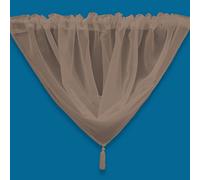 Plain Tasseled Voile Swags Net Curtains Voile Swag Valance Pelmet (Sand)