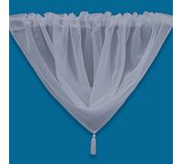 Plain Tasseled Voile Swags Net Curtains Voile Swag Valance Pelmet (Silver)