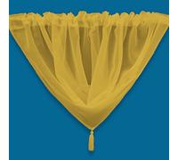 Plain Tasseled Voile Swags Net Curtains Voile Swag Valance Pelmet (Yellow)