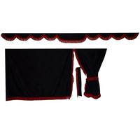 PLAIN TRUCK SIDE CURTAINS BLACK WITH RED STRINGS