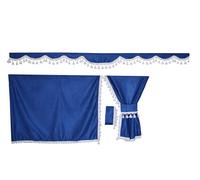 PLAIN TRUCK SIDE CURTAINS BLUE WITH WHITE TASSELS FIT MERCEDES,MAN,DAF,VOLVO,SCANIA,RENAULT