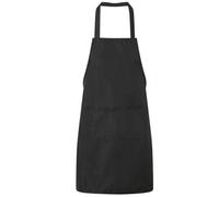 Plain Unisex Cooking Catering Work Apron Tabard With Twin Double Pocket - Black