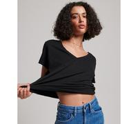 Cotton Mix V-Neck T-Shirt Black