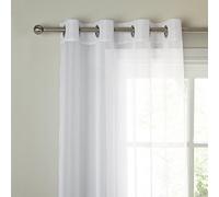 Plain Voile Curtain Panel, Ring Top Heading, Eyelet Curtains, Sheer Panels (59" x 90", White)