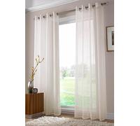 Voile Ring Top Eyelet Curtain Panel Ivory 54" Drop