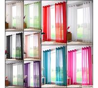 Plain Voile Curtain Panel, Ring Top Heading, Eyelet Voile Curtains, Sheer Voile Panels (59" x 54", White)