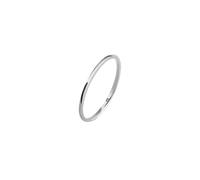 Plain Wedding Ring, Bohemian Ring with Stacked Simple Thin Solitaire Round Diamond 0.02Ct 9K White Gold Size K 1/2