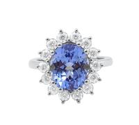 Plain Wedding Ring, Wedding Ring Flower with 4ct Oval Shape Lab Created Sapphire 9K White Gold Size U 1/2