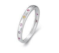 Plain Wedding Ring, Wedding Ring Women Sun with Multicolor Round Shape Lab Created Sapphire 9K White Gold Size U 1/2