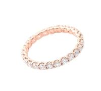 Plain Wedding Ring, Womens Rings Trendy Eternity Band with Round Shape Moissanite 14K Rose Gold Size U 1/2