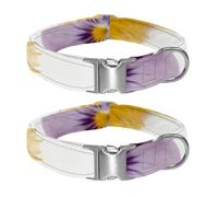 Plain white as the base, natural flowers blooming Adjustable Pet Collar for Small Medium Large Dogs & Cats, Reflective Strip for Night Safety, Soft Comfort Pad