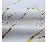 Plain White Gold Marble Effect PVC Tablecloth Kitchen WorkTop Granite Stone Marble Effect PVC Plastic Vinyl Oilcloth Wipe Clean Table Cloth Protector (240cm x 140cm Rectangle 94" x 54" inches)