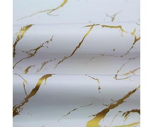 Plain White Gold Marble Effect PVC Tablecloth Kitchen WorkTop Granite Stone Marble Effect PVC Plastic Vinyl Oilcloth Wipe Clean Table Cloth Protector (240cm x 140cm Rectangle 94" x 54" inches)