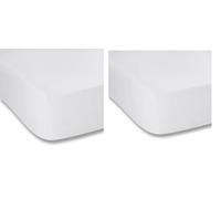 Plain White Polycotton Fitted Sheet 90x200cm (Set of 2)