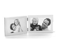 Plain White Silver Promotion Double Photo Frame 4x6