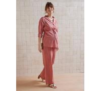 Plain Wide-Leg Linen-Effect Trousers for Maternity tomato red